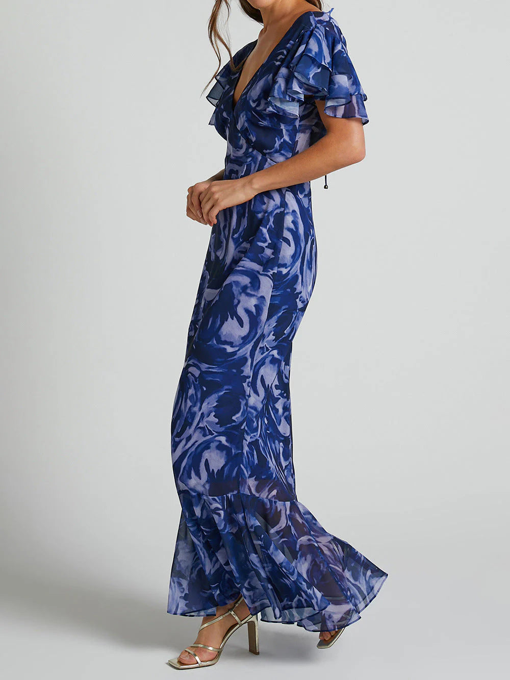 Miana - V-neck Bell Sleeve Dress