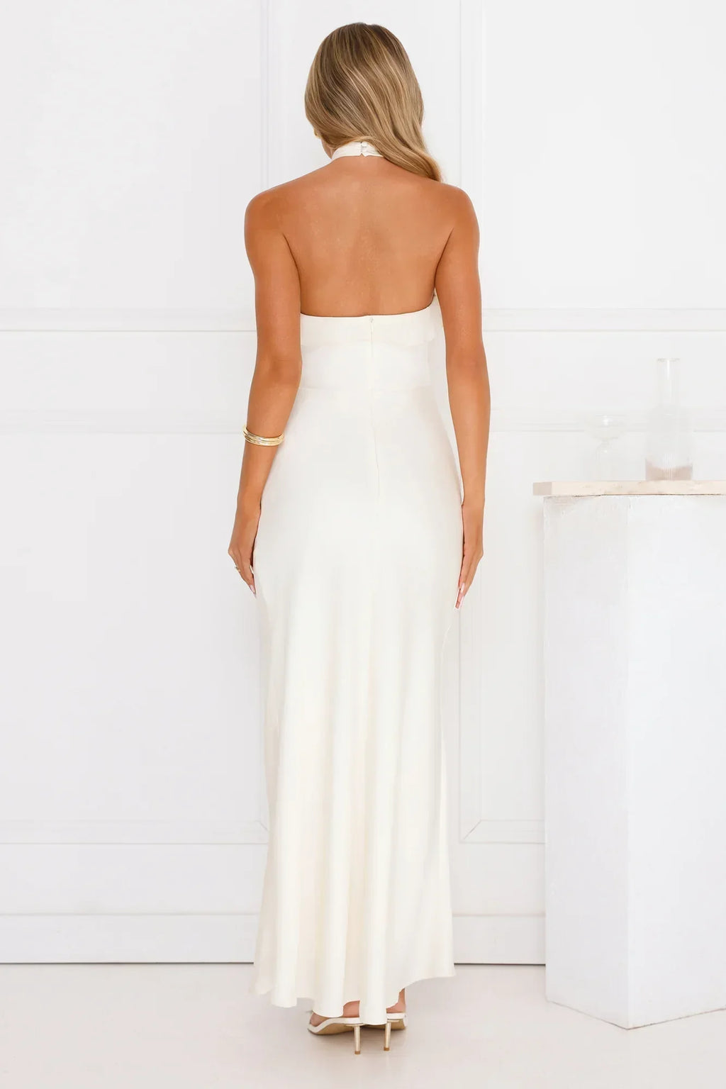 Luxora Lady Halter Satin Maxi Dress