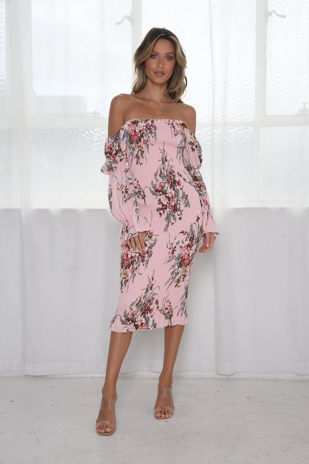 Imogen Long Sleeve Dress - Pink Floral