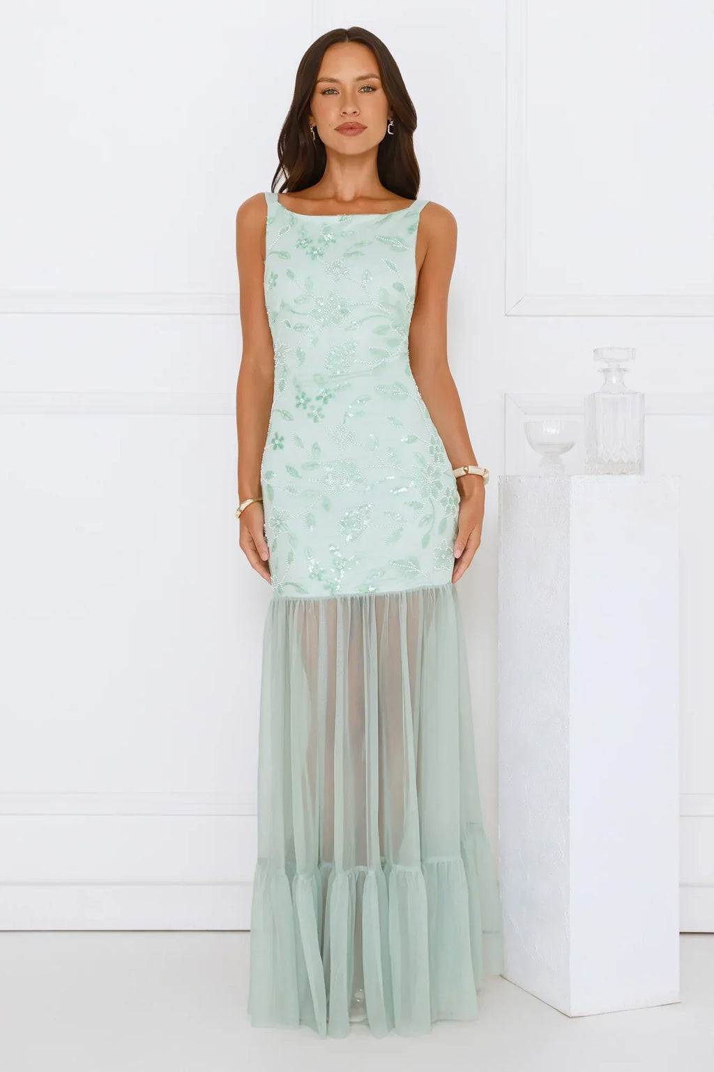 Pretty Girl Phase Mesh Maxi Dress