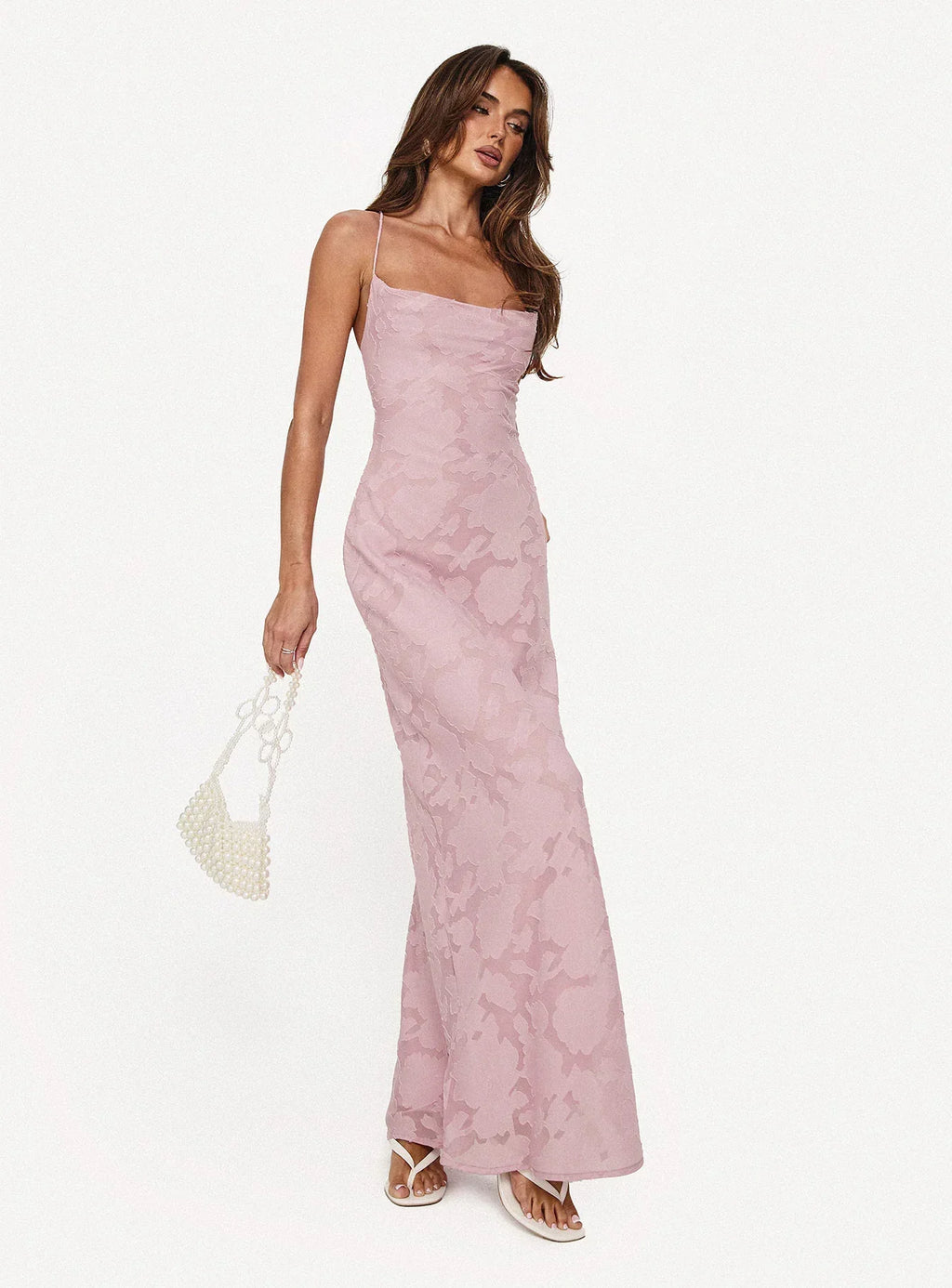 Celena Maxi Dress Light Pink Burnout