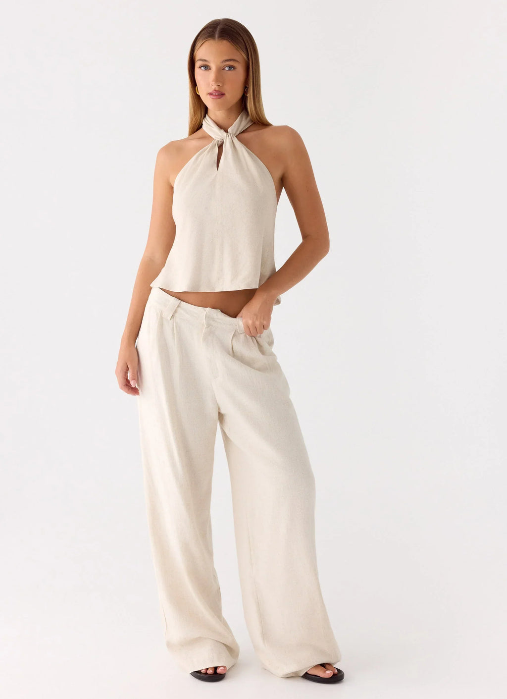 Maddox Linen Top - Oat